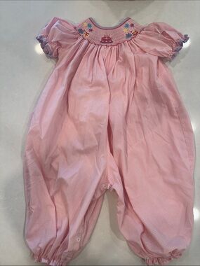 Pink Smocked Baby One-Piece Romper